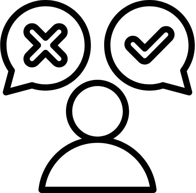 Dichotomie Illustration sur les discussion vrai et faux